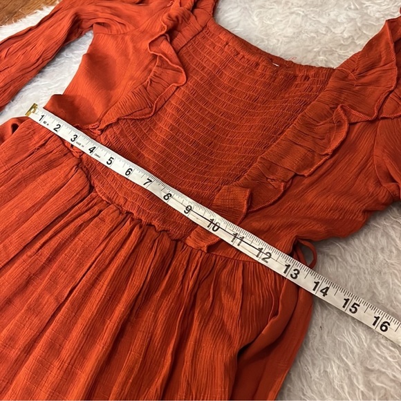 ❤️IN LOOM Rust Color Long Sleeve Tiered Bohemian Peasant Maxi Dress - Picture 2 of 8